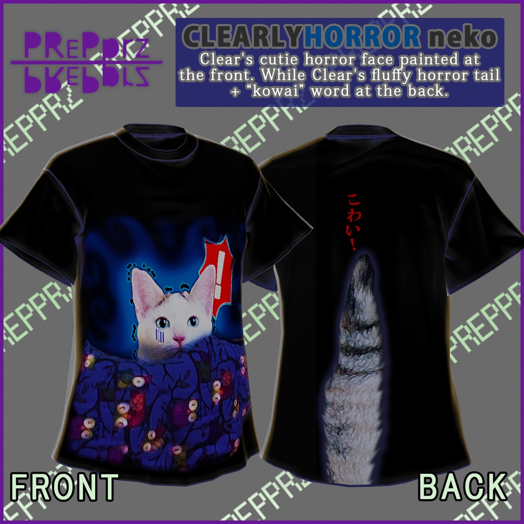 【VRoid】CLEARLYHorrorねこTシャツ