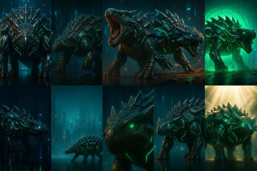 【4K・12Kセット】サイバーメカ恐竜アート|アンキロサウルス|Series 01