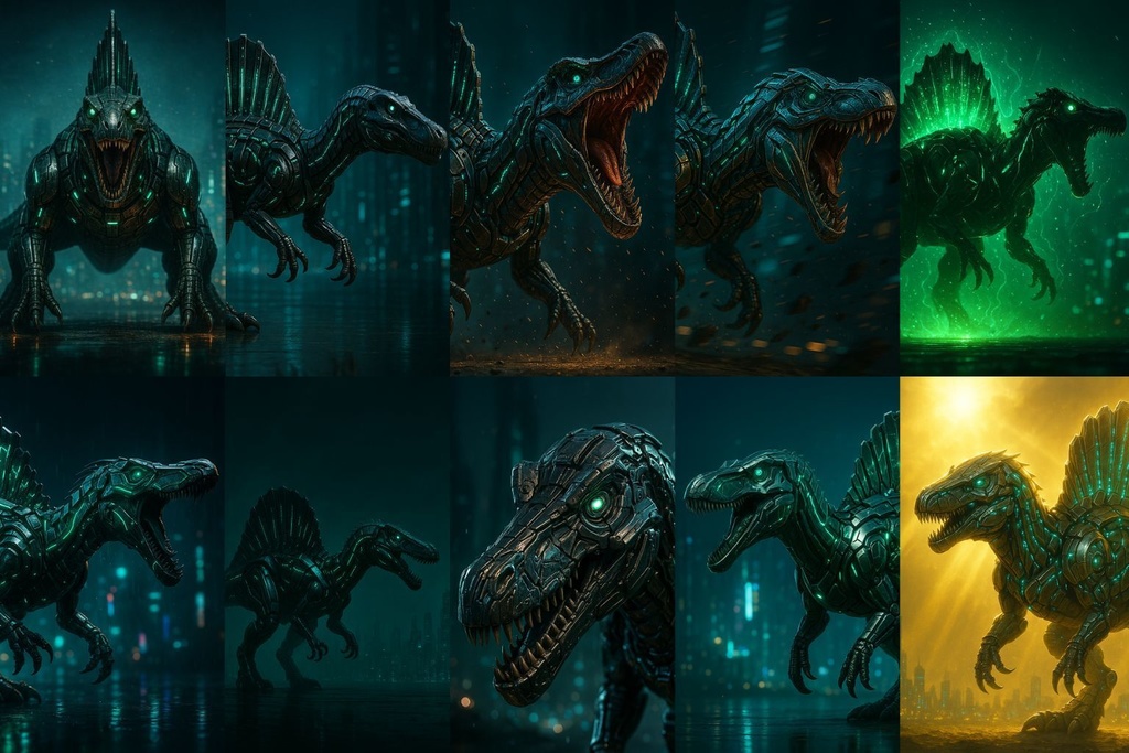【4K】サイバーメカ恐竜アート|スピノサウルス|Series 01