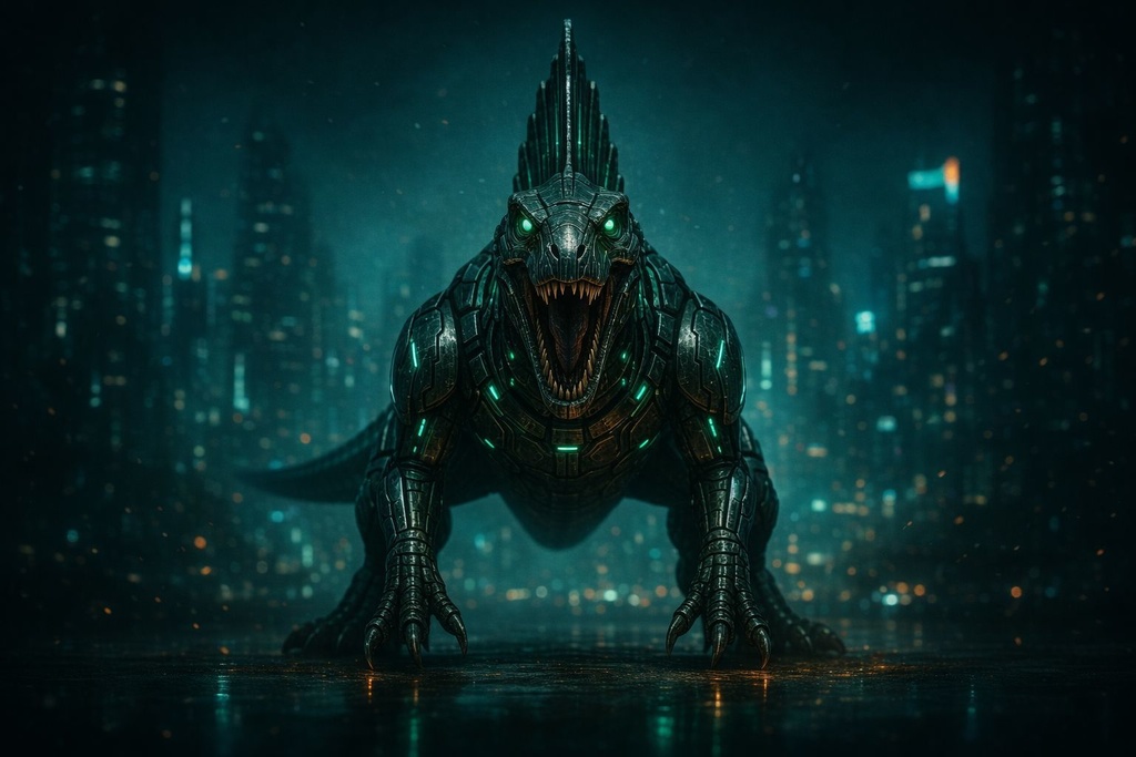 【4K】サイバーメカ恐竜アート|スピノサウルス|Series 01