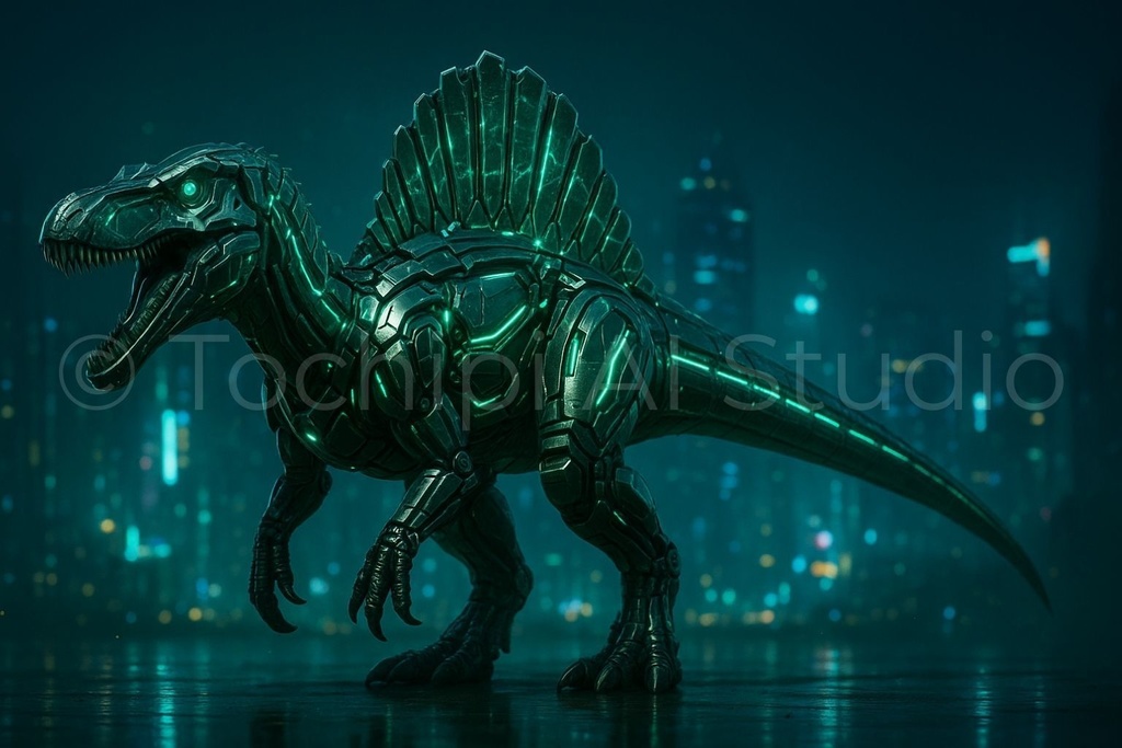 【4K・12Kセット】サイバーメカ恐竜アート|スピノサウルス|Series 01