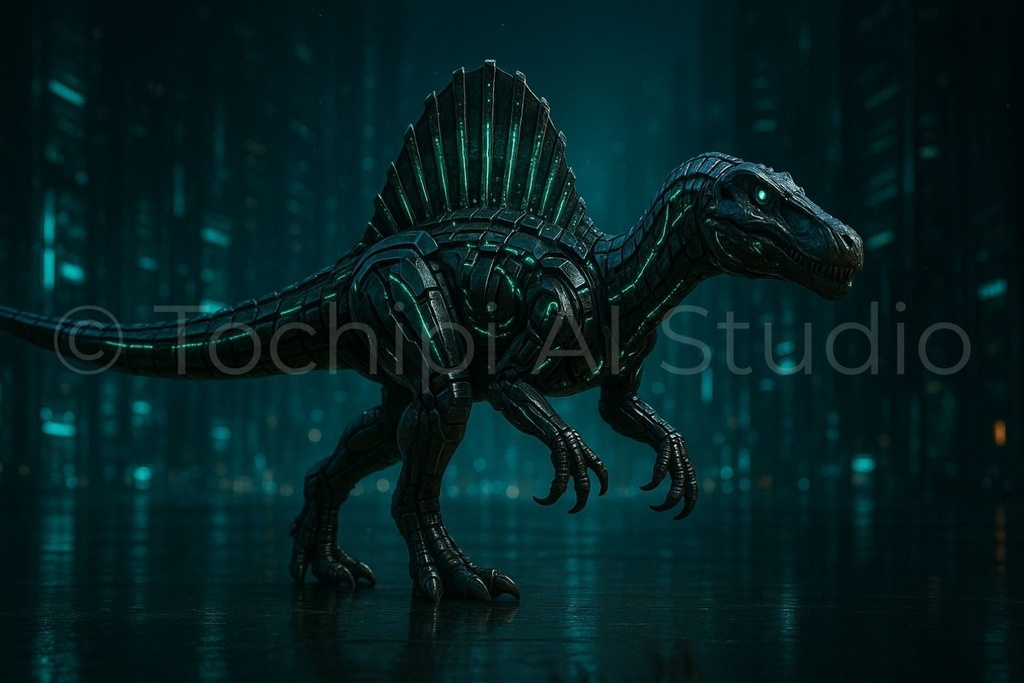 【4K・12Kセット】サイバーメカ恐竜アート|スピノサウルス|Series 01