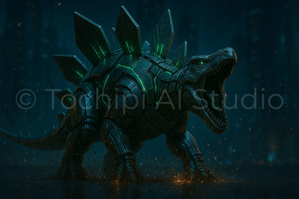 【4K】サイバーメカ恐竜アート|ステゴサウルス|Series 01