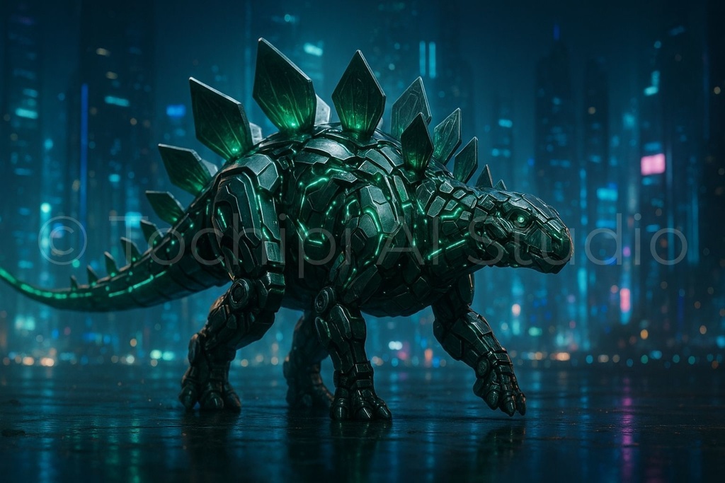 【4K・12Kセット】サイバーメカ恐竜アート|ステゴサウルス|Series 01