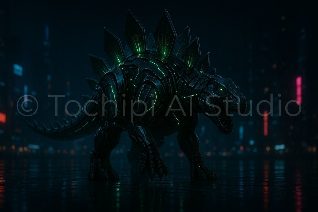 【4K・12Kセット】サイバーメカ恐竜アート|ステゴサウルス|Series 01