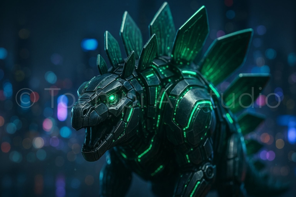 【4K・12Kセット】サイバーメカ恐竜アート|ステゴサウルス|Series 01