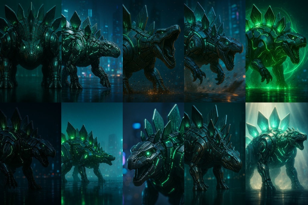 【4K・12Kセット】サイバーメカ恐竜アート|ステゴサウルス|Series 01