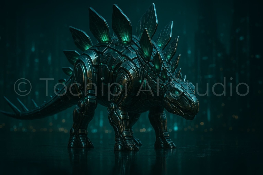 【4K・12Kセット】サイバーメカ恐竜アート|ステゴサウルス|Series 01