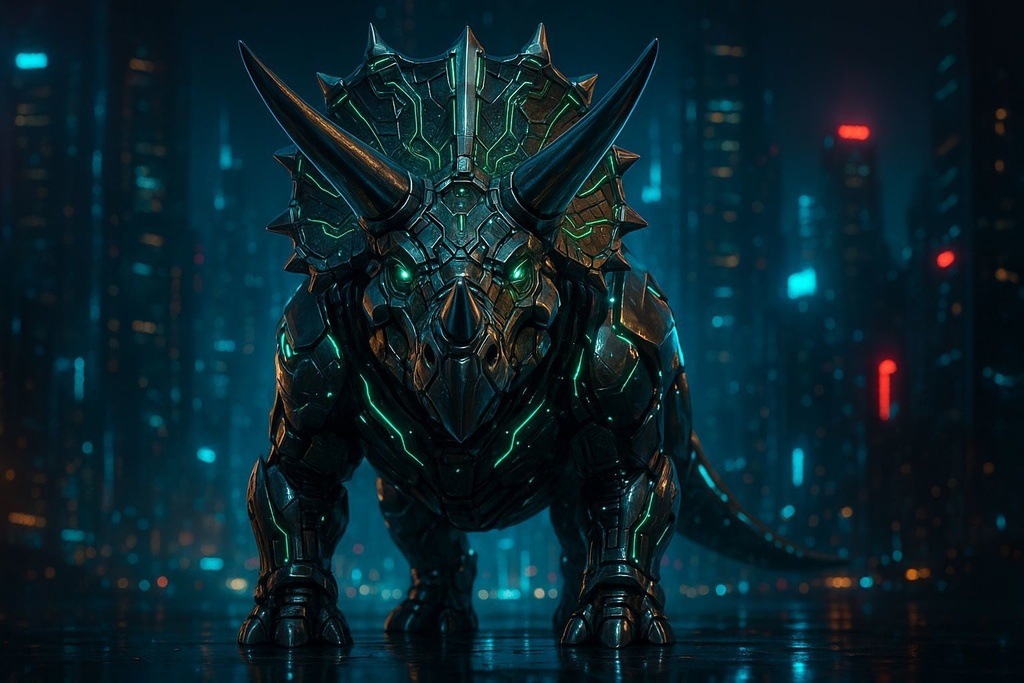 【4K】サイバーメカ恐竜アート|トリケラトプス|Series 01