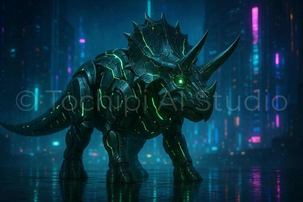 【12K】サイバーメカ恐竜アート|トリケラトプス|Series 01