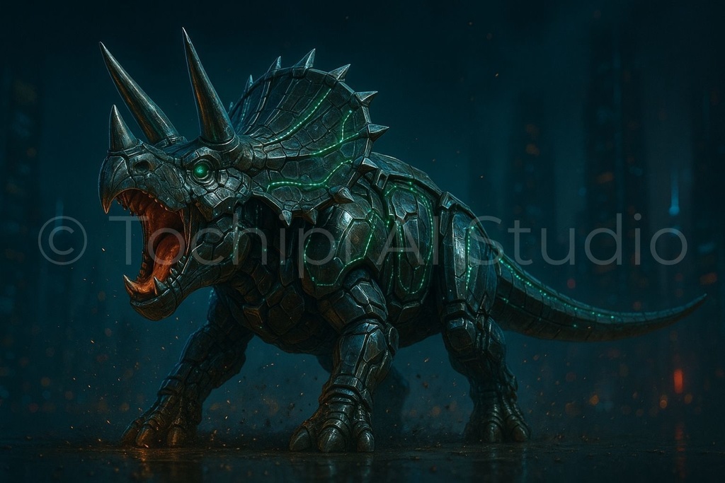 【12K】サイバーメカ恐竜アート|トリケラトプス|Series 01