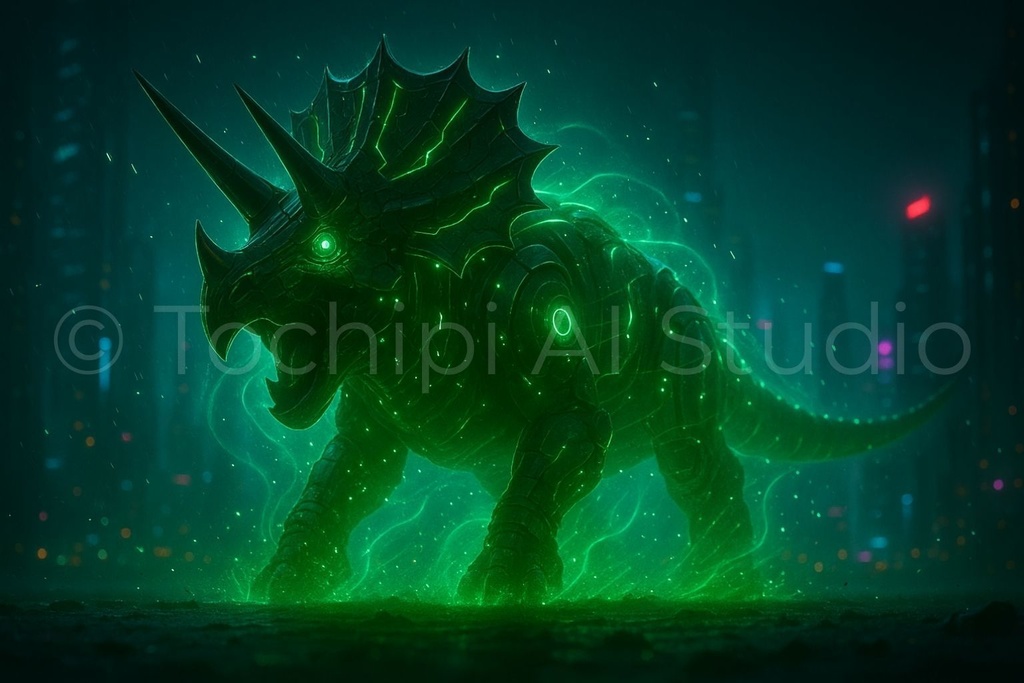 【12K】サイバーメカ恐竜アート|トリケラトプス|Series 01