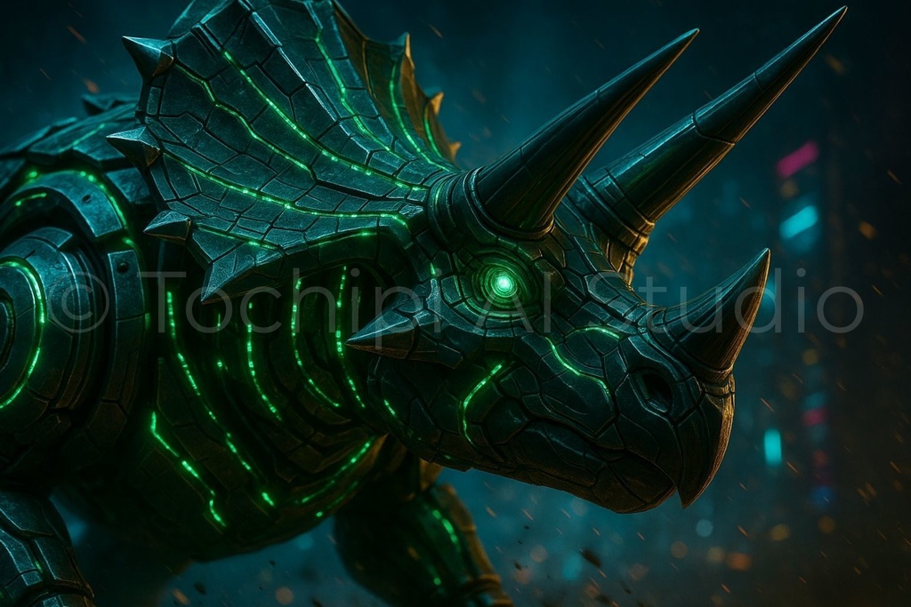 【12K】サイバーメカ恐竜アート|トリケラトプス|Series 01