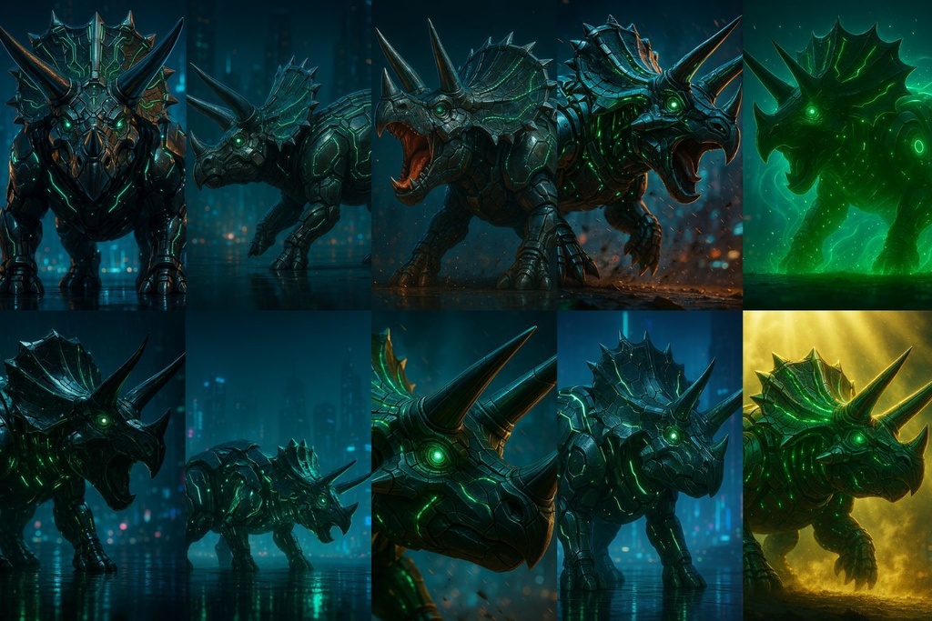 【4K・12Kセット】サイバーメカ恐竜アート|トリケラトプス|Series 01