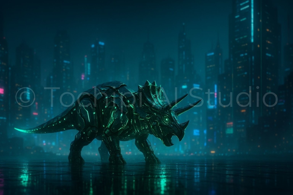 【4K・12Kセット】サイバーメカ恐竜アート|トリケラトプス|Series 01