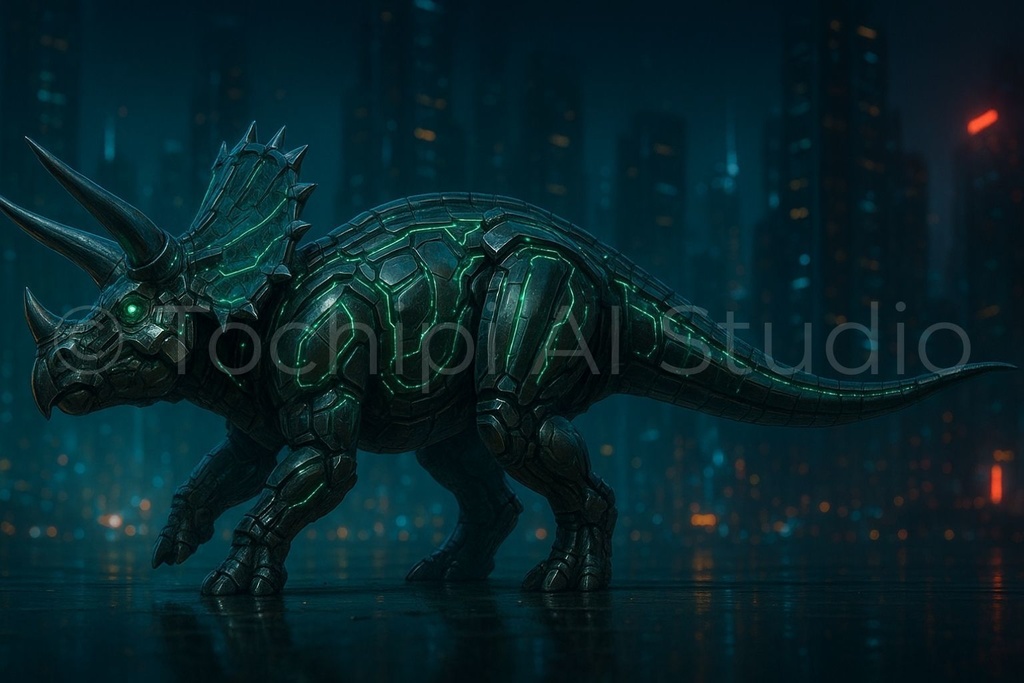 【4K・12Kセット】サイバーメカ恐竜アート|トリケラトプス|Series 01