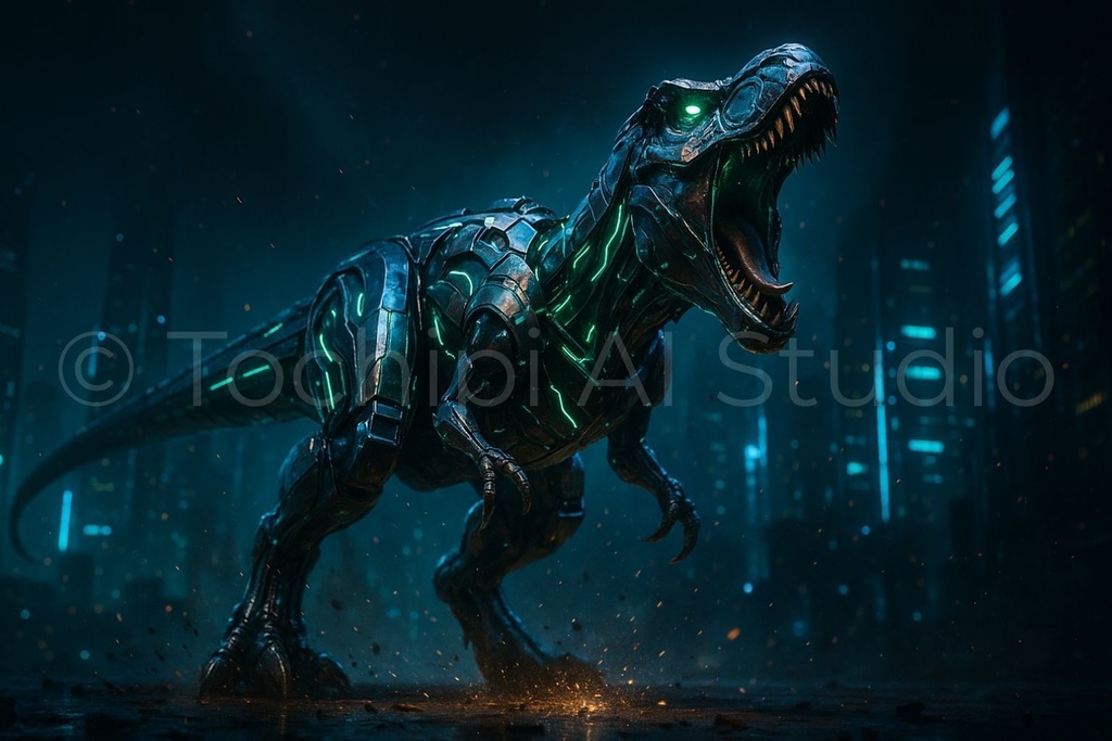 【4K・12Kセット】サイバーメカ恐竜アート|ティラノサウルス|Series 01