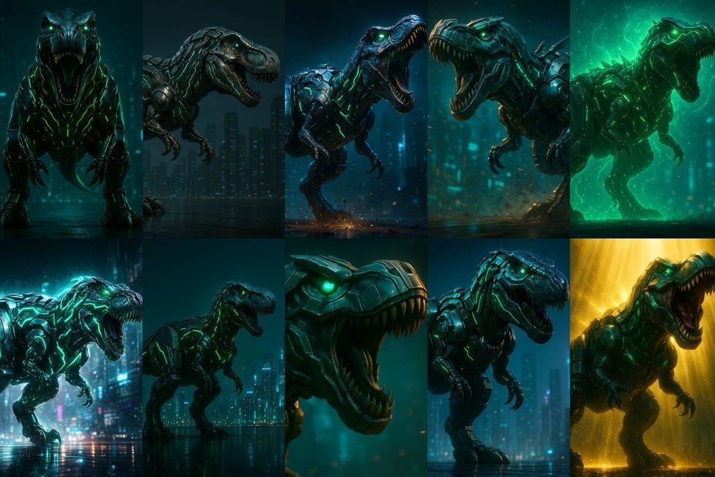 【4K・12Kセット】サイバーメカ恐竜アート|ティラノサウルス|Series 01