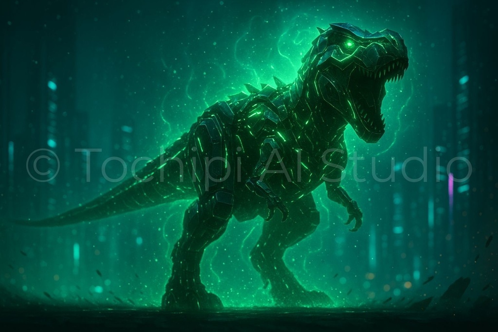 【4K・12Kセット】サイバーメカ恐竜アート|ティラノサウルス|Series 01