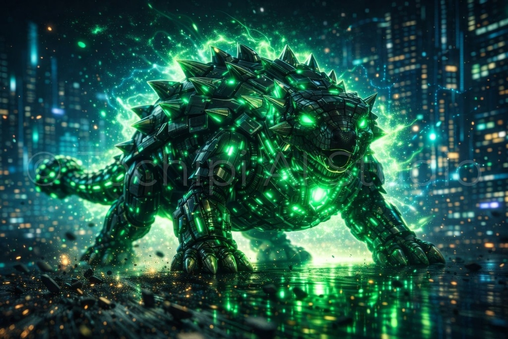 S01 - Cyber Dinosaur Artworks - Ankylosaurus / 10 Artworks (4K)