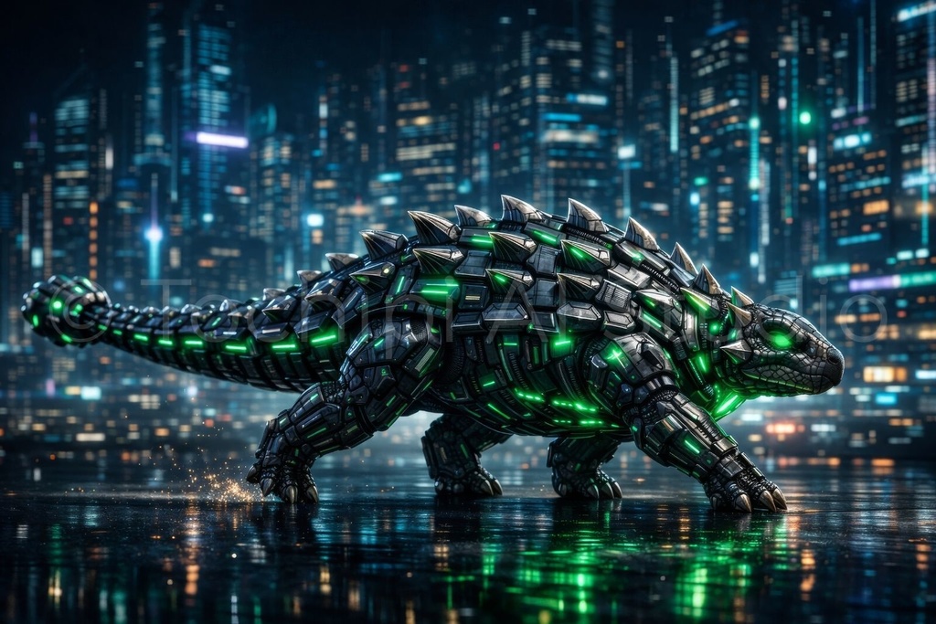 S01 - Cyber Dinosaur Artworks - Ankylosaurus / 10 Artworks (4K)