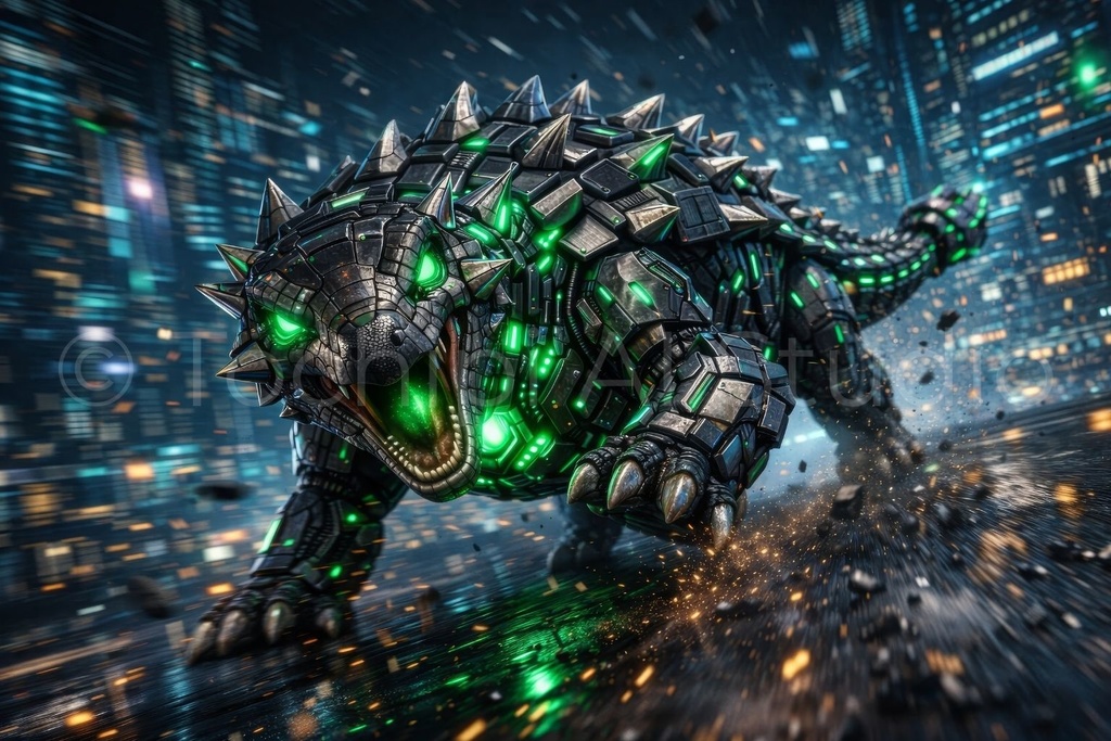 S01 - Cyber Dinosaur Artworks - Ankylosaurus / 10 Artworks (4K)