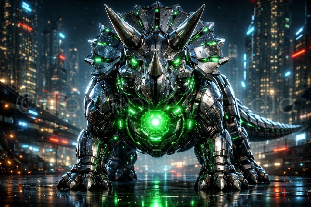S01 - Cyber Dinosaur Artworks - Triceratops / 10 Artworks (4K)