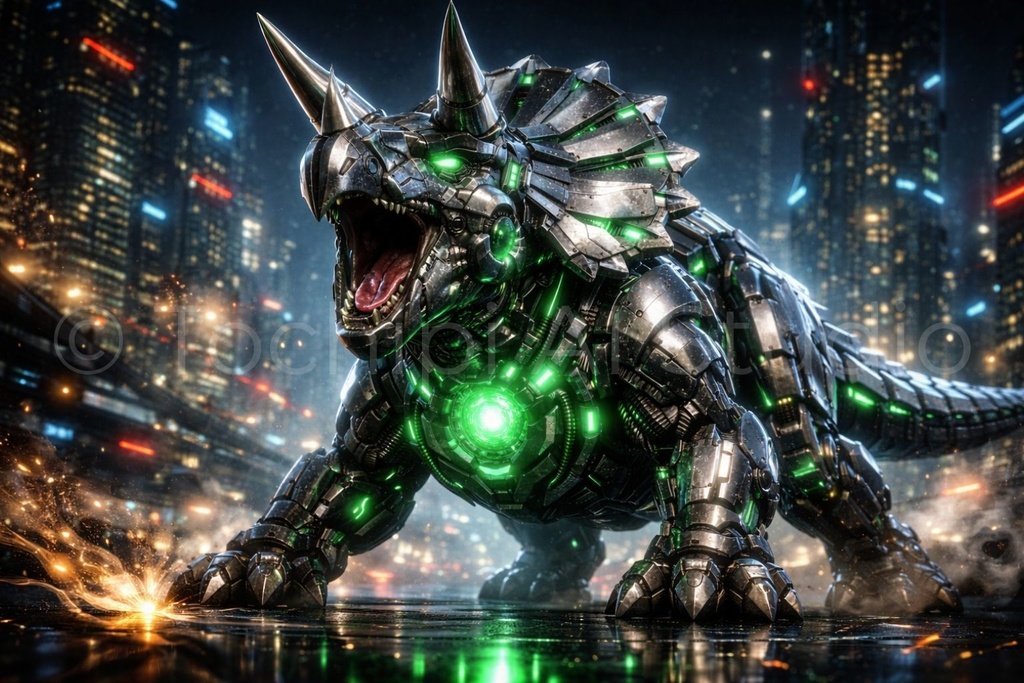 S01 - Cyber Dinosaur Artworks - Triceratops / 10 Artworks (4K)