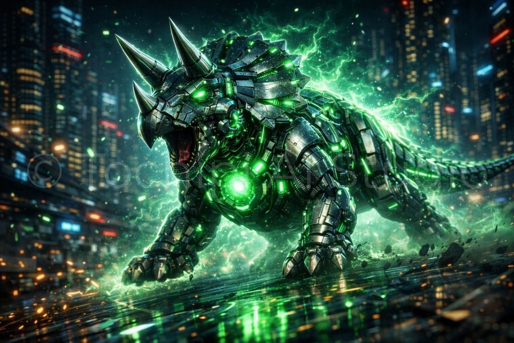 S01 - Cyber Dinosaur Artworks - Triceratops / 10 Artworks (4K)