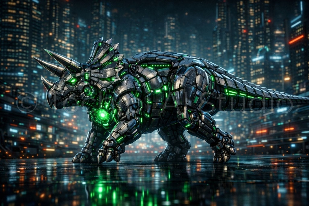 S01 - Cyber Dinosaur Artworks - Triceratops / 10 Artworks (4K)