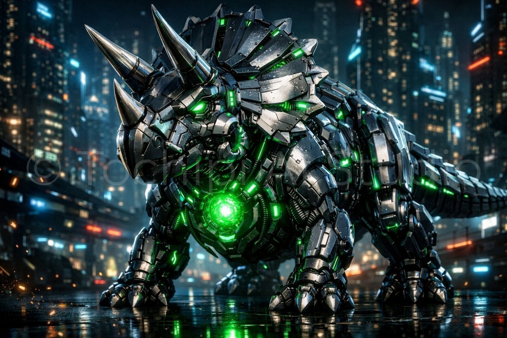 S01 - Cyber Dinosaur Artworks - Triceratops / 10 Artworks (4K)