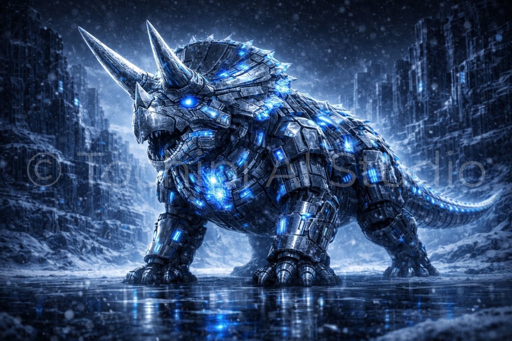 S02 - Cyber Dinosaur Artworks - Triceratops / 10 Artworks (4K)