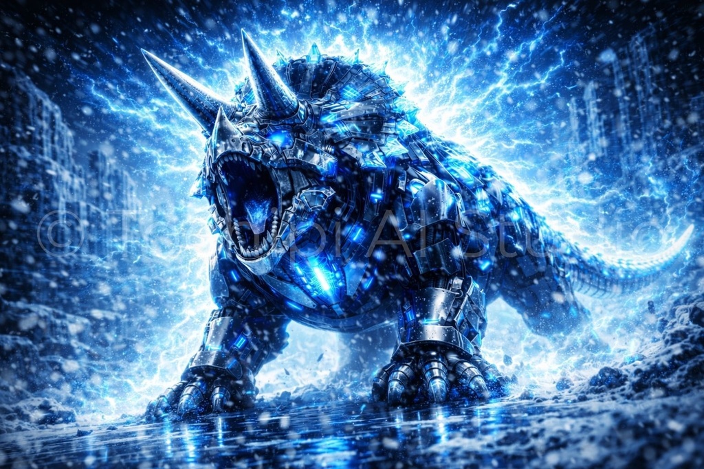 S02 - Cyber Dinosaur Artworks - Triceratops / 10 Artworks (4K)