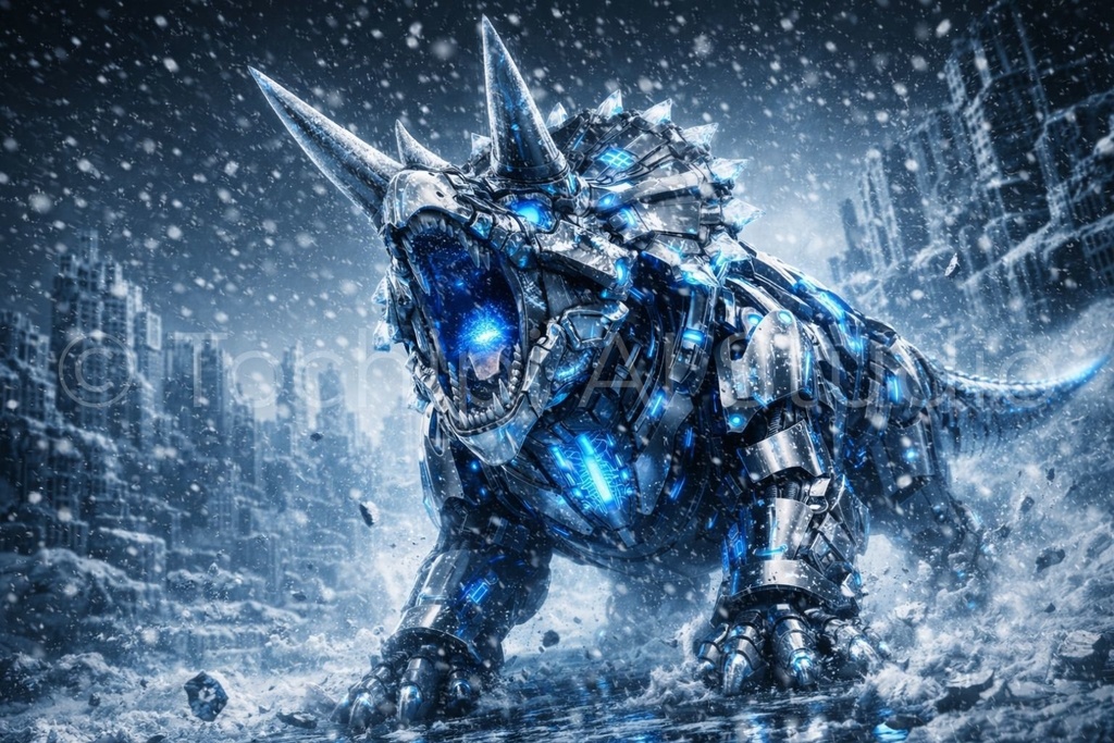 S02 - Cyber Dinosaur Artworks - Triceratops / 10 Artworks (4K)