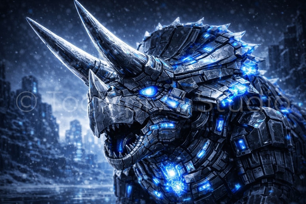 S02 - Cyber Dinosaur Artworks - Triceratops / 10 Artworks (4K)