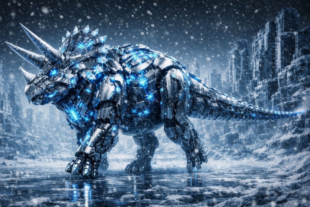 S02 - Cyber Dinosaur Artworks - Triceratops / 10 Artworks (4K)