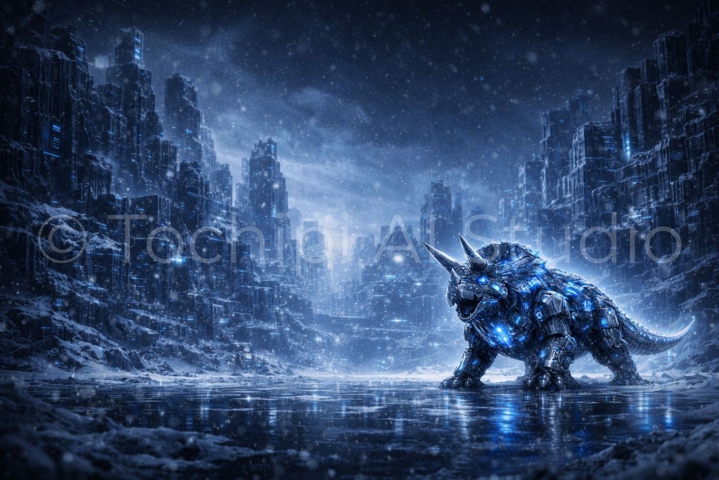 S02 - Cyber Dinosaur Artworks - Triceratops / 10 Artworks (4K)