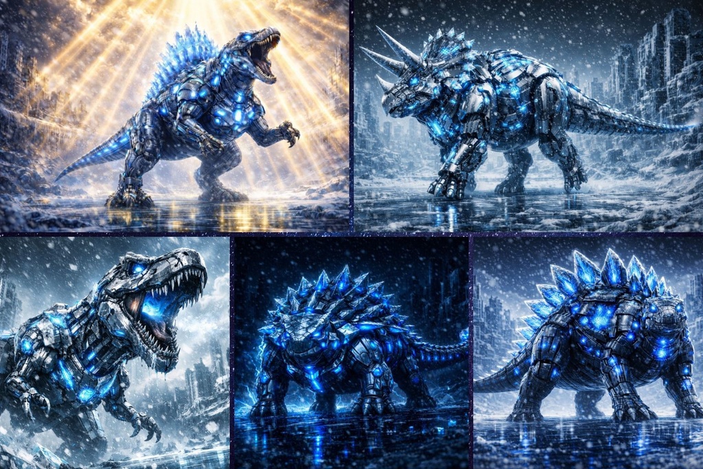 S02 - Cyber Dinosaur Artworks - 5 Species / 50 Artworks (4K)