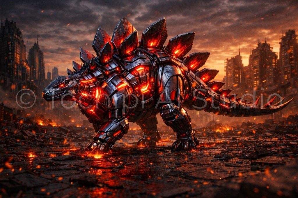 S03 - Cyber Dinosaur Artworks - Stegosaurus / 10 Artworks (4K)