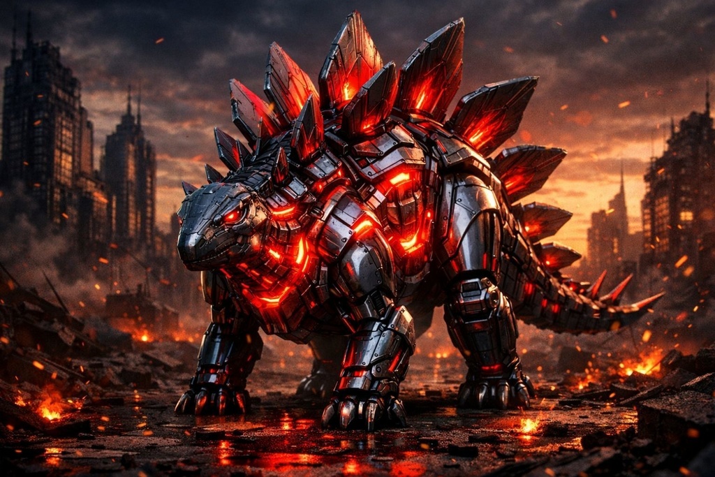 S03 - Cyber Dinosaur Artworks - Stegosaurus / 10 Artworks (4K)