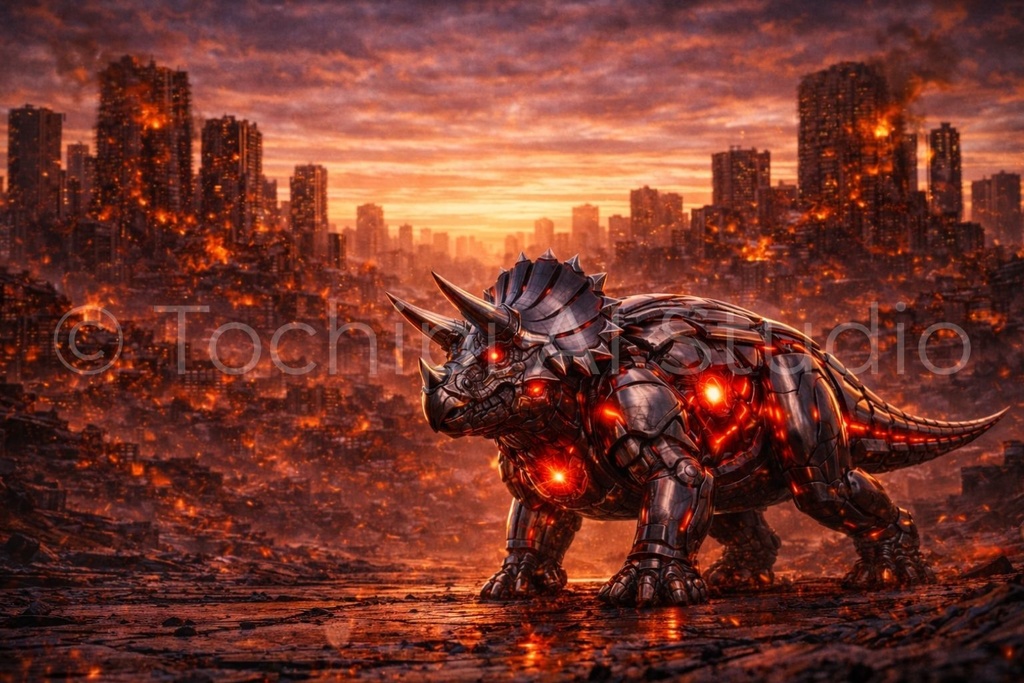 S03 - Cyber Dinosaur Artworks - Triceratops / 10 Artworks (4K)