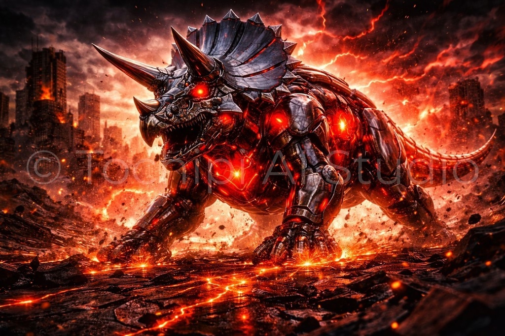 S03 - Cyber Dinosaur Artworks - Triceratops / 10 Artworks (4K)