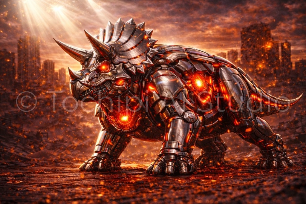 S03 - Cyber Dinosaur Artworks - Triceratops / 10 Artworks (4K)
