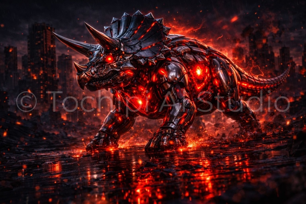 S03 - Cyber Dinosaur Artworks - Triceratops / 10 Artworks (4K)