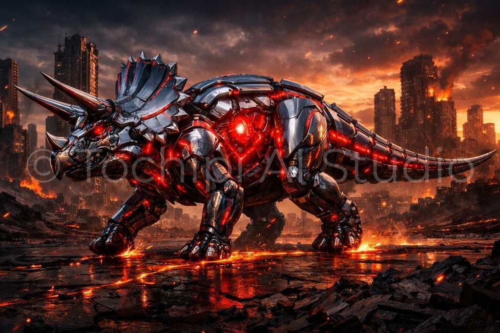 S03 - Cyber Dinosaur Artworks - Triceratops / 10 Artworks (4K)