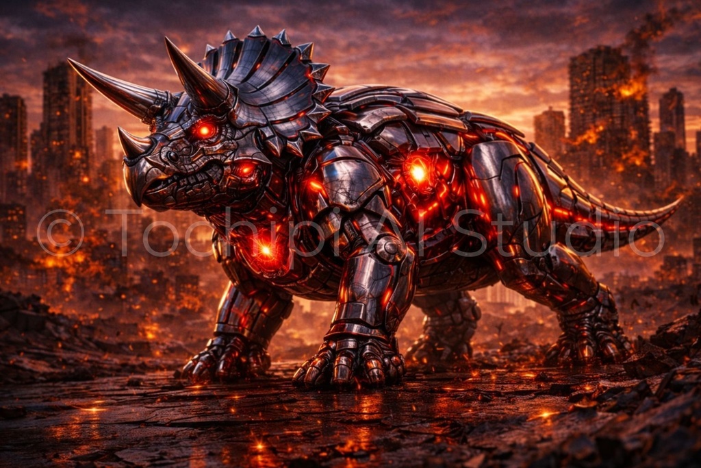 S03 - Cyber Dinosaur Artworks - Triceratops / 10 Artworks (4K)