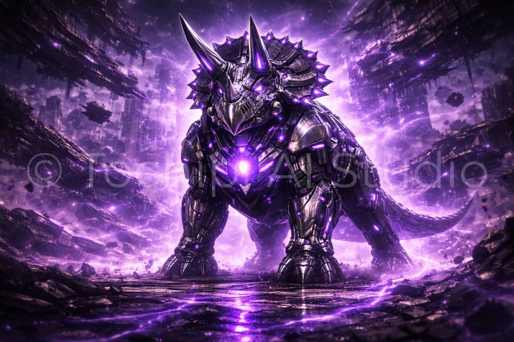 S04 - Cyber Dinosaur Artworks - Triceratops / 10 Artworks (4K)