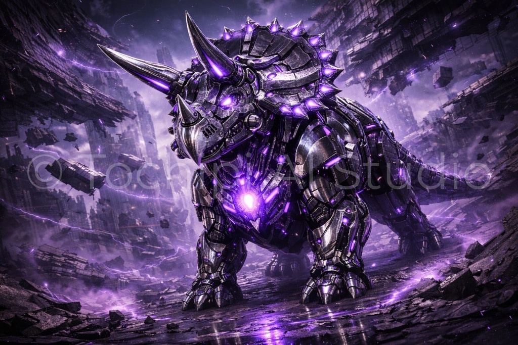 S04 - Cyber Dinosaur Artworks - Triceratops / 10 Artworks (4K)