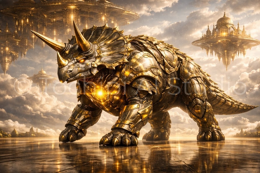 S05 - Cyber Dinosaur Artworks - Triceratops / 10 Artworks (4K)
