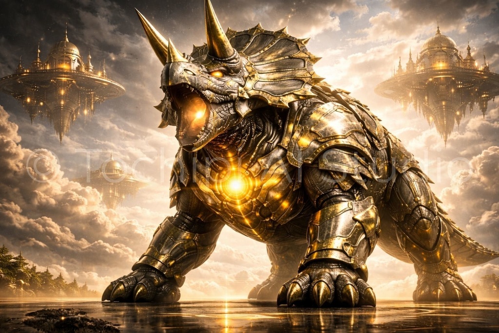 S05 - Cyber Dinosaur Artworks - Triceratops / 10 Artworks (4K)